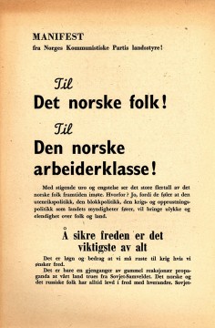 Til det norske folk! - Til den norske arbeiderklasse!